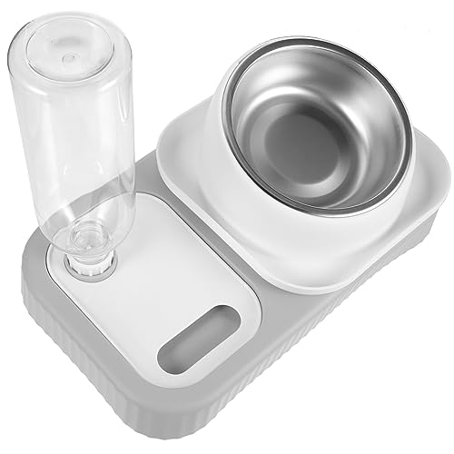 HYTROVE Futterautomat für Haustiere Hunde Welpe Katzenfutterautomat Nicht Spender pet Feeder Lebensmittel Käfig Haustierfutternapf Futterautomaten für Katzen Plastik Light Grey von HYTROVE