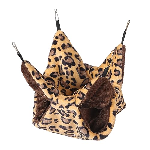 HYTROVE Hamster Hängematte hamsterbett Hamster haustierbett erhöht petbett Toys for small Animals Schlafsack meerschweinchen zubehör Bequeme Hamsterhängematte Flanell Leopard von HYTROVE