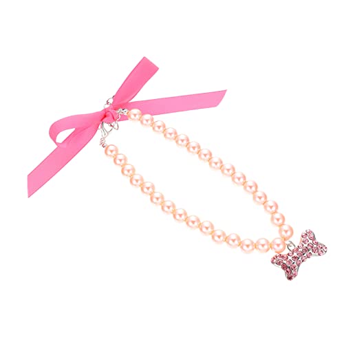 HYTROVE Haustierhalsband hundekragen hundehalstuch Dog Collars Pearl Necklace Hund beleuchtetes Halsband Hundehalsband Katzenhalsbänder für Mädchenkatzen Katzenzubehör Legierung Rosa von HYTROVE