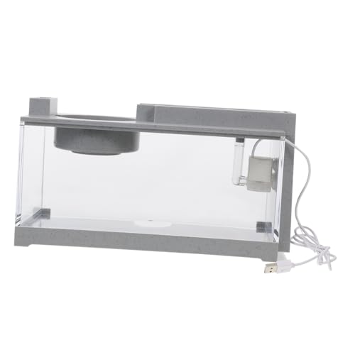 HYTROVE Mikro-Aquarium Kleines Aquarium Futterspender Aquarium-Terrarium- Selbstreinigendes Aquarium Deckel Fisch Lampe Dekorationen Für Aquarien Pumpe Haushalt Bausatz Grey Abs von HYTROVE