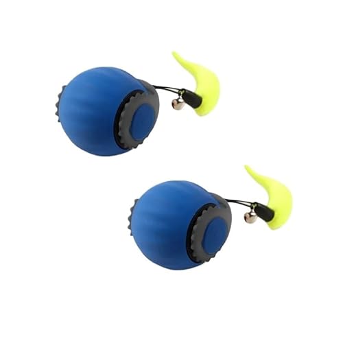 HYUIND 1/2 STÜCKE Interaktives Katzenspielzeug Ball Elektrischer Rollball Spielzeug for Katzen Kätzchen Haustiere Smart Automatischer Teaser USB Wiederaufladbar(Blue 2pcs) von HYUIND