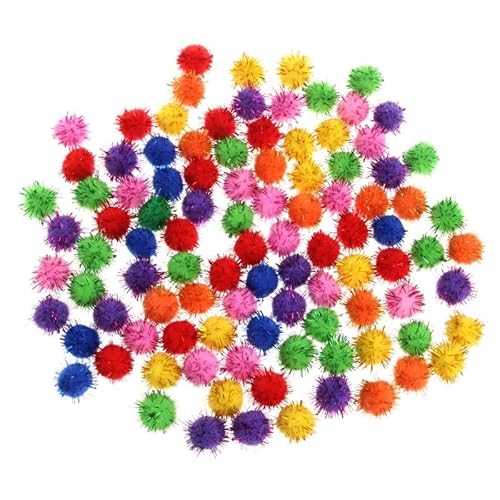 HYUIND 100 Stück Bunte Mini-Lametta-Bälle mit glitzerndem Glitzer, kleine Pom-Bälle for Katzenspielzeug, Katzenspielzeug for Hauskatzen for Jagen und Trainieren von HYUIND