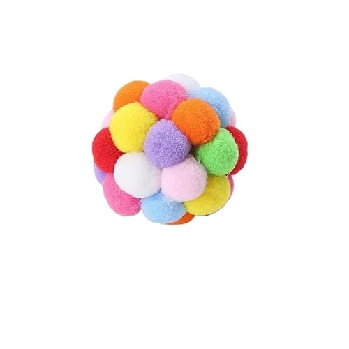 HYUIND 1PC Katzenminze Kauen Interaktives Spielzeug Kätzchen Welpen Plüsch Ball Spiel Hund Katze Spielzeug Bunte Handgemachte Glocke Hüpfball Haustier Geschenk(02) von HYUIND