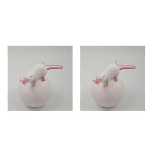 HYUIND 2 stücke Maus Streich Mäuse Realistische Ratte Gefälschte Spielzeug Halloween Ratten Kunststoff Simulation Lebensechte Witz Trick Decor Prop Katze(A1 White) von HYUIND