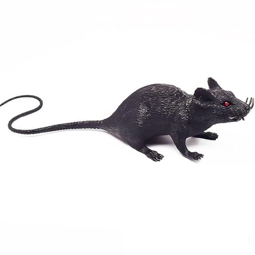 HYUIND 32cm Simulation PVC Vocal Ratte Gefälschte Maus Modell Prop Spielzeug Party Dekoration Praktische Novetly Lustige Spielzeug(Black 32cm) von HYUIND