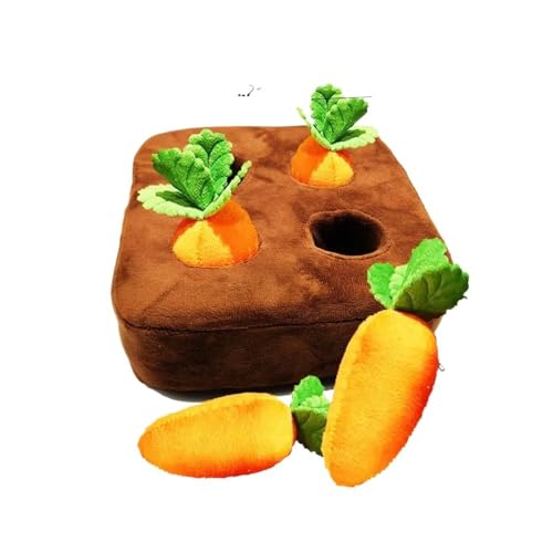 HYUIND Interaktives Hundespielzeug Karotten-Schnüffelmatte for Hunde Plüsch-Puzzle-Spielzeug rutschfeste Nasenarbeit Futterspiele Haustier Stressabbau(22x22cm 4 Carrots) von HYUIND