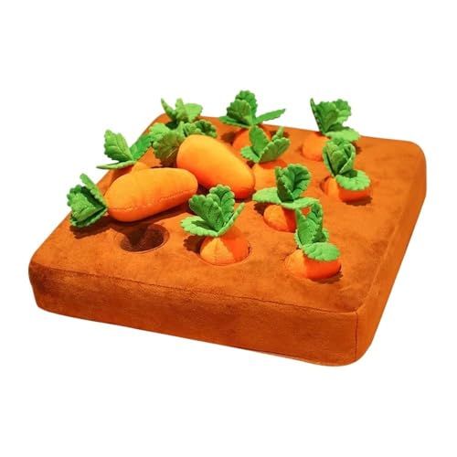 HYUIND Interaktives Hundespielzeug Karotten-Schnüffelmatte for Hunde Plüsch-Puzzle-Spielzeug rutschfeste Nasenarbeit Futterspiele Haustier Stressabbau(35x35cm 12 Carrots) von HYUIND