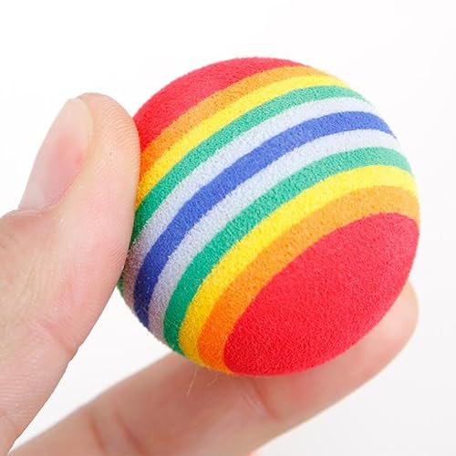 HYUIND Katzenminze Spielzeug Zähneknirschen Füllung Baumwolle Minze Lustiges interaktives Plüschkätzchen Kauen Stimmspielzeug Krallen Daumenbeißen(Rainbow Ball) von HYUIND