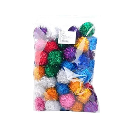 HYUIND Katzenspielzeug, interaktives Ball-Trainingsspielzeug for Haustiere, Kätzchen, interaktiver Soundball, Glitzer-Pompon, Flauschiges Übungs-Katzenspielzeug(20pcs) von HYUIND