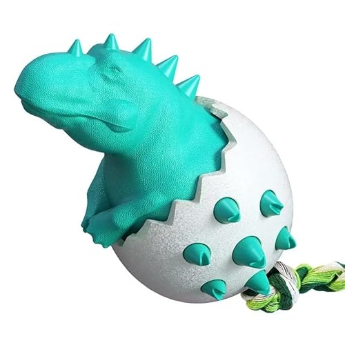 HYUIND Kauspielzeug for Hunde in Dinosaurier-Ei-Form, Bulldoggen-Backenzahnbürstenstab, zur Linderung von Angstzuständen, interaktiv mit Intelligenzspielzeug for Haustiere(Turquoise) von HYUIND