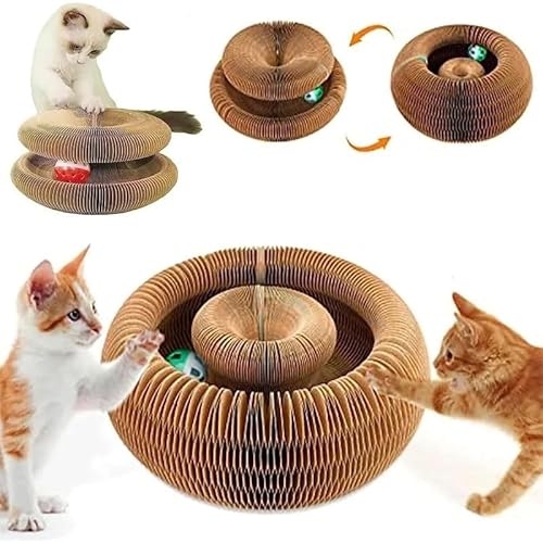 HYUIND Kreatives Katzenkratzbrett, Heimtierbedarf, Schleifklauenbrett, Rollball, Katzenkratzspielzeug, faltbares magisches Design von HYUIND