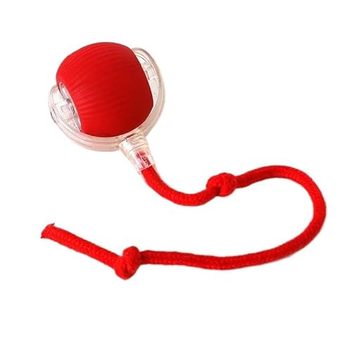 HYUIND Wiederaufladbarer intelligenter interaktiver Ball for Haustiere, motorisiertes Spielzeug, Trainingssimulationsmaus for Hunde und Katzen, 3 Modi, Weckball(Rope-Red) von HYUIND