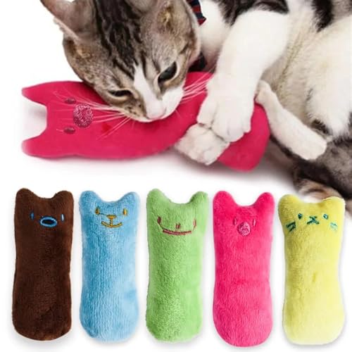 HYUIND Zähneknirschen Katzenminze Spielzeug Lustiges interaktives Plüsch Katzenspielzeug Haustier Kätzchen Kauen Stimmspielzeug Krallen Daumen Beißen Katze Minze(9x4cm Green) von HYUIND