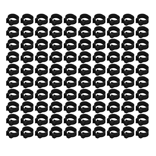 HYWHUYANG 8 mm 100 Stück Vogeltauben-Beinringe, mehrfarbige Kunststoff-Fußbänder zum Anklipsen von Beinringen, Geflügel-Beinringe für Zwergfinken, Turteltauben, Turteltauben, (Black) von HYWHUYANG