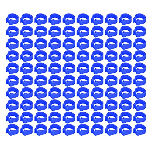 HYWHUYANG 8 mm 100 Stück Vogeltauben-Beinringe, mehrfarbige Kunststoff-Fußbänder zum Anklipsen von Beinringen, Geflügel-Beinringe für Zwergfinken, Turteltauben, Turteltauben, (Dark Blue) von HYWHUYANG