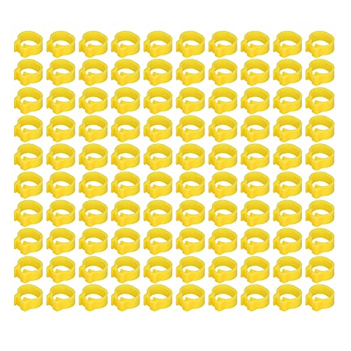 HYWHUYANG 8 mm 100 Stück Vogeltauben-Beinringe, mehrfarbige Kunststoff-Fußbänder zum Anklipsen von Beinringen, Geflügel-Beinringe für Zwergfinken, Turteltauben, Turteltauben, (Yellow) von HYWHUYANG