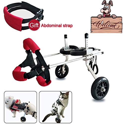 Hunderollstuhl,Dog wheelchair Hunderollstuhl Hundegeschirr, Rückenstützrollstuhl, verstellbarer Edelstahlwagen Haustier- / Katzenhunderollstuhl Rehabilitation für behinderte Hunde, 2-Rad ( Color : S ) von HYYGMT-1