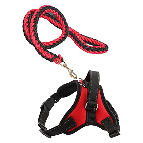 Hundegeschirr und Leine, Set für mittelgroße und kleine Hunde, kein Ziehen, verstellbares Hundegeschirr mit Hundeleine, 130 cm, atmungsaktiv, Hundegeschirr für Outdoor-Walking-Training (Größe M) von HZONGMINGZT