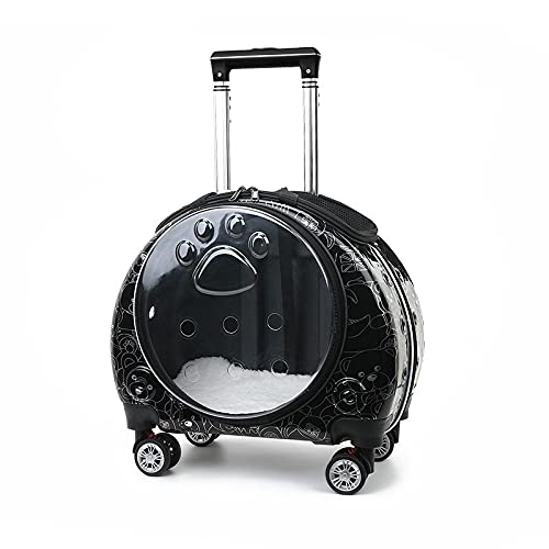 Pet Trolley, tragbare transparente Katzentasche beim Ausgehen, Multifunktionaler Rucksack für Haustiere, Aufbewahrungstasche für Haustiere, Bubble Box (Color : Black) von HZWJD