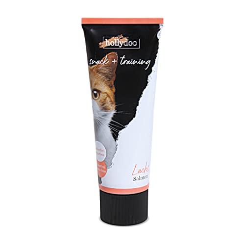 Hollydoo Snack & Training für Katzen Lachs in der Tube Premium Leckerlie getreidefrei glutenfrei zuckerfrei 75 gr. (1x 75 gr.) von HaGaFe