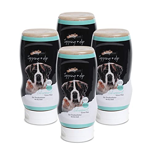 hollydoo Topping & Dip für Hunde Leberwurst getreidefrei glutenfrei zuckerfrei Premium Leckerli aus Deutschland 1200 ml (4X 300 ml Tube) von HaGaFe