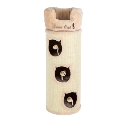 Habiba Katzenbaum Beige Kratzbaum-Sisalfass für Indoor-Katzen, abnehmbares und waschbares Kissen Oben, Cat Activity Tower gemütlicher Ruhebereich Innen von Habiba