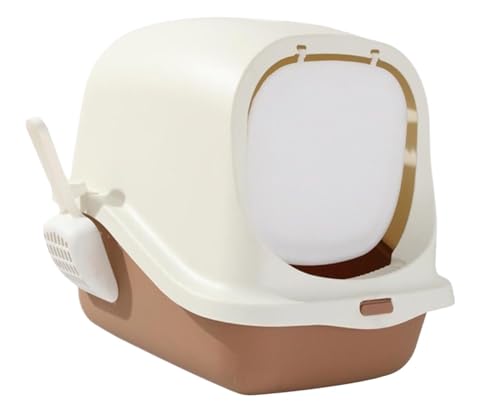 Katzentoilette Katzenklo Geschlossene Katzentoilette, Leicht Zu Reinigen, Mit Schaufel, Für Hauskatzen, Katzentoilette Mit Fronteinstieg Katzentoiletten(Brown) von Habrur