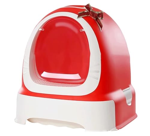 Katzentoilette Katzenklo Geschlossene Katzentoilette Mit Spritzschutz, Deckel Und Katzenstreuschaufel, Katzentoilette Mit Großer Schublade Für Katzen Katzentoiletten(Rood) von Habrur