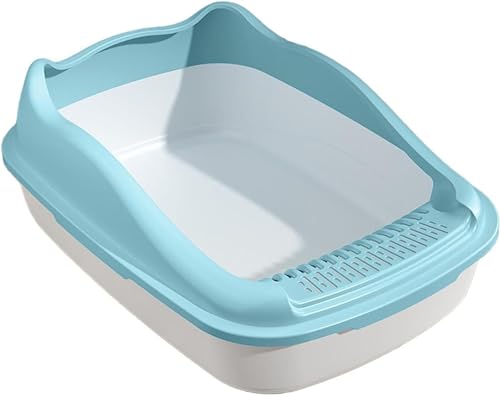 Katzentoilette Katzenklo Große Pfanne Spritzwassergeschützte Bettpfanne Katzentoilette Haustiere Katzentoilette Für Hasen Kleine Mittelgroße Katzen Hamster Kaninchen Katzentoiletten(Blue) von Habrur