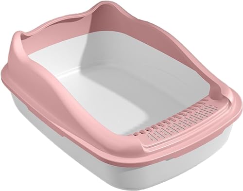 Katzentoilette Katzenklo Große Pfanne Spritzwassergeschützte Bettpfanne Katzentoilette Haustiere Katzentoilette Für Hasen Kleine Mittelgroße Katzen Hamster Kaninchen Katzentoiletten(Pink) von Habrur