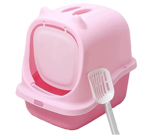 Katzentoilette Katzenklo Großzügige Katzentoilette Mit Deckel Und Katzenstreuschaufel, Geruchsneutral, Abnehmbare Katzentoilette, Leicht Zu Reinigen Katzentoiletten(Pink) von Habrur