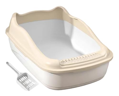 Katzentoilette Katzenklo Katzentoilette, Halbgeschlossen, Spritzschutz, Vielseitig Einsetzbar, Für Kätzchen Bis Ältere Katzen, Mit Offener Oberseite Katzentoiletten(Beige) von Habrur