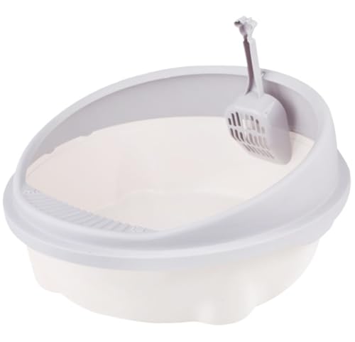 Katzentoilette Katzenklo Katzentoilette Erhöhte Leicht Zu Reinigende Sandbox Katzenstreubehälter Bettpfanne Privatsphäre Haustiertoilette Katzentoiletten(Grey) von Habrur