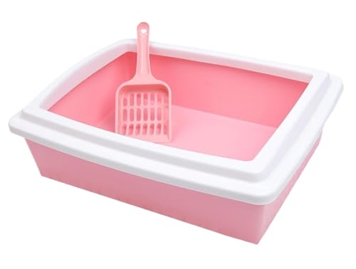 Katzentoilette Katzenklo Katzentoilette Für Kätzchen, Leicht Zu Reinigen, Mit Schaufel, Für Alle Arten Von Katzenstreu, Mit Katzentoilette Mit Hohem Rand Katzentoiletten(Pink) von Habrur