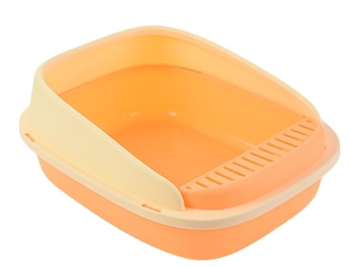 Katzentoilette Katzenklo Katzentoilette Für Kätzchen, Offene Katzentoilette Mit Schaufel, Faltbare, Flache Katzentoilette, Spritzwassergeschützt, Wasserdicht Katzentoiletten(Orange,32x39x15.5 cm) von Habrur