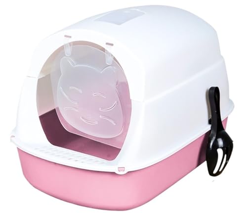 Katzentoilette Katzenklo Katzentoilette Mit Kapuze, Geschlossene Katzentoilette, Wiederverwendbar, Spritzschutz, Mit Fronttürklappe, Haustierzubehör Katzentoiletten(Pink) von Habrur