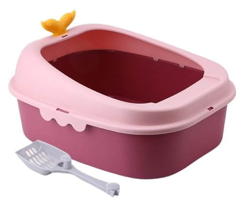 Katzentoilette Katzenklo Katzentoilette Mit Offenem Deckel, Katzentoilette Für Innenkatzen, Mit Katzenstreuschaufel Katzentoiletten(Pink) von Habrur