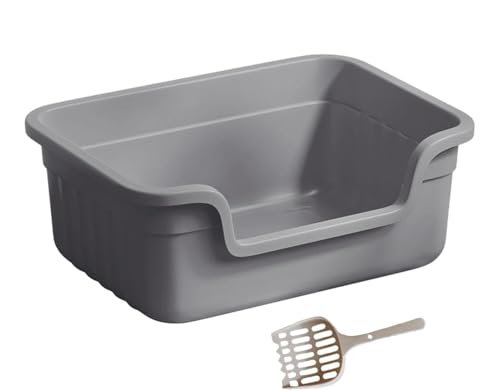 Katzentoilette Katzenklo Katzentoilette Mit Offener Oberseite, Extragroß, Spritzwassergeschützt, Leicht Zu Reinigen, Leicht Zugängliche Katzentoilette, Sandkasten Katzentoiletten(Grey) von Habrur