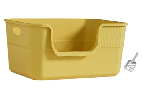 Katzentoilette Katzenklo Katzentoilette Mit Offener Oberseite, Großer Raum, Hohe Seitenwände, Tragbar, Spritzschutz, Für Alle Arten Von Katzen Katzentoiletten(Yellow) von Habrur