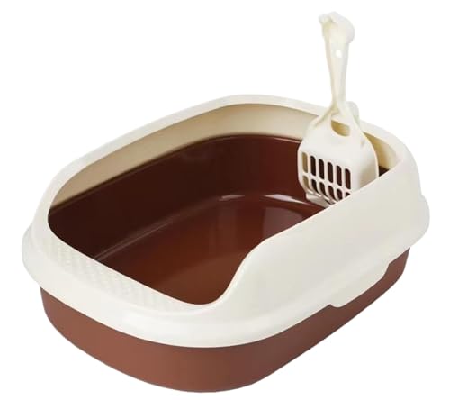 Katzentoilette Katzenklo Katzentoilette Mit Offener Oberseite Für Alle Arten Von Katzenstreu. Tragbarer Katzenstreubehälter, Kätzchentoilette Katzentoiletten(Brown) von Habrur