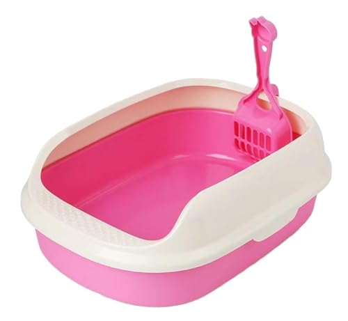 Katzentoilette Katzenklo Katzentoilette Mit Offener Oberseite Für Alle Arten Von Katzenstreu. Tragbarer Katzenstreubehälter, Kätzchentoilette Katzentoiletten(Pink) von Habrur