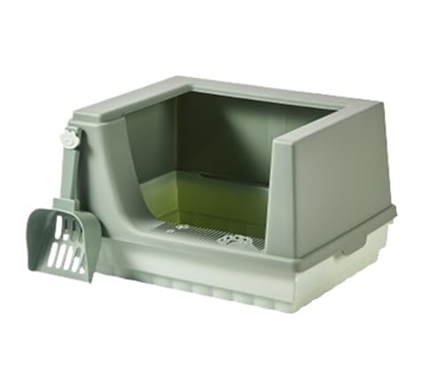 Katzentoilette Katzenklo Katzentoilette Tray Toilette Anti Splash High Seiten Halb Geschlossen Für Kleine Haustiere Platzsparend Katzentoiletten(Grün) von Habrur