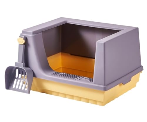 Katzentoilette Katzenklo Katzentoilette Tray Toilette Anti Splash High Seiten Halb Geschlossen Für Kleine Haustiere Platzsparend Katzentoiletten(Purple) von Habrur