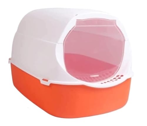 Katzentoilette Katzenklo Komplett Geschlossene Katzentoilette Aus Kunststoff Mit Katzenstreuschaufel, Geruchsneutrales Katzentöpfchen, Leicht Zu Reinigen, Für Alle Katzen Katzentoiletten(Orange) von Habrur