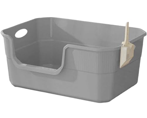 Katzentoilette Katzenklo Offene Katzentoilette, Katzentoilette Mit Hohen Seitenwänden Und Rahmen, Halbgeschlossener Katzenstreubehälter Katzentoiletten(Grey) von Habrur