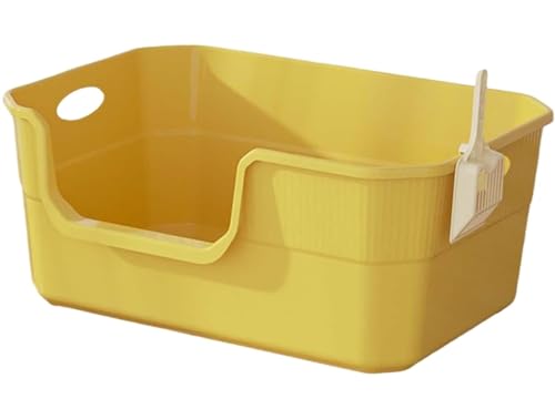 Katzentoilette Katzenklo Offene Katzentoilette, Katzentoilette Mit Hohen Seitenwänden Und Rahmen, Halbgeschlossener Katzenstreubehälter Katzentoiletten(Yellow) von Habrur