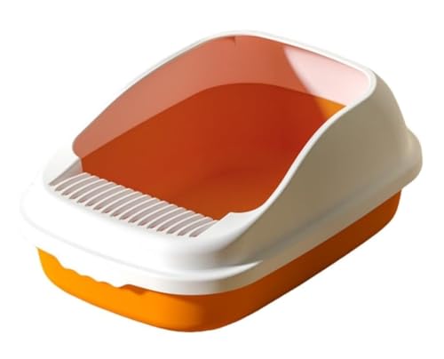 Katzentoilette Katzenklo Spritzschutz-Katzentoilette, Katzenstreubecken, Halbgeschlossene Box Mit Katzenstreuschaufel Für Haustiere Katzentoiletten(Orange) von Habrur