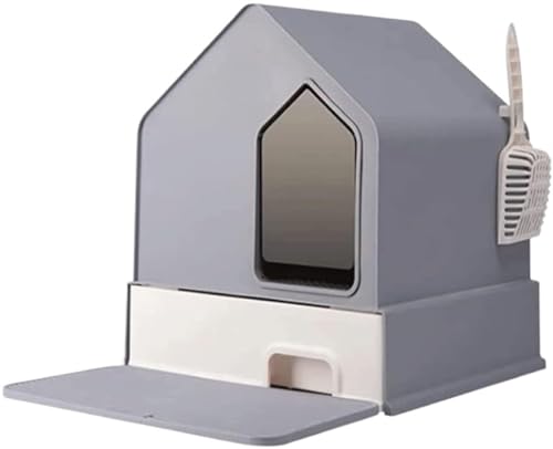 Katzentoilette Katzenklo Vollständig Geschlossene Katzentoilette, Übergroße Schubladenausführung, Leicht Zu Reinigen, Spritzwassergeschützte Katzentoilette Katzentoiletten(Grey) von Habrur