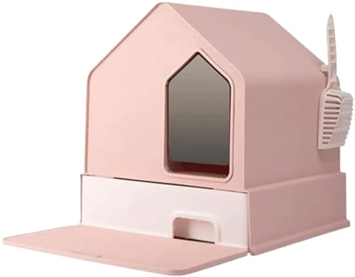 Katzentoilette Katzenklo Vollständig Geschlossene Katzentoilette, Übergroße Schubladenausführung, Leicht Zu Reinigen, Spritzwassergeschützte Katzentoilette Katzentoiletten(Pink) von Habrur