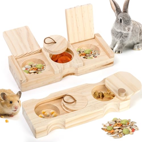 Hacaroa Meerschweinchen-Spielzeug für Futtersuche, Holzanreicherungsspielzeug, interaktives Versteck-Leckerlis, Kaninchen-Schnüffel-Puzzle-Spiel, mentale Stimulationsspielzeug für Kleintiere, Hamster, von Hacaroa